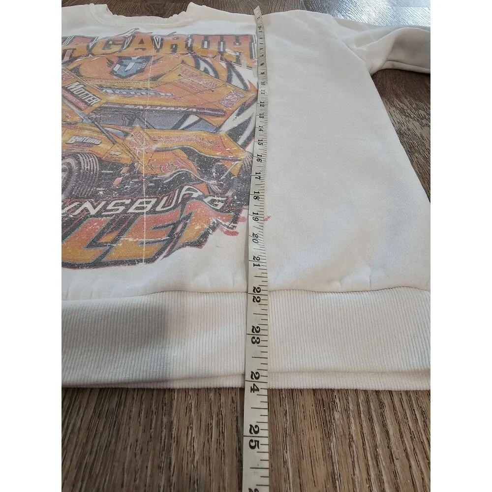 Edikted Sweatshirt White Oversized NASCAR Graphics Size Small Racing Crewneck - Picture 5 of 5